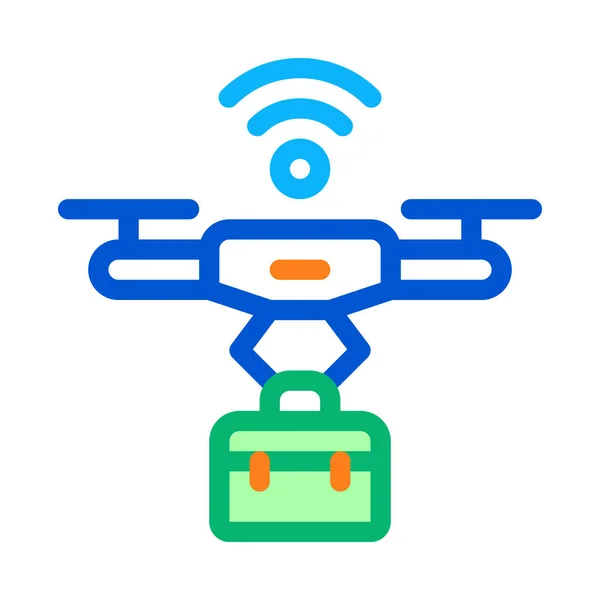 Wifi alimentato drone icona vettoriale schema illustrazione — Vettoriale Stock