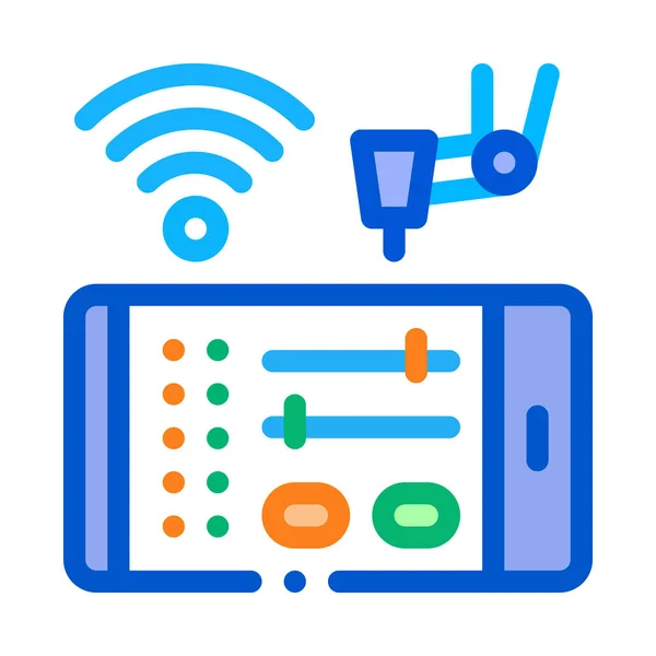 Paramètres téléphoniques via l'icône wi-fi illustration vectorielle de contour — Image vectorielle