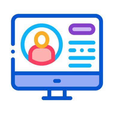 Kişinin ikon vektör ana hatları hakkında kişisel bilgisayar bilgileri