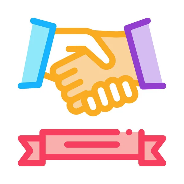 Business handshake deal icône vecteur contour illustration — Image vectorielle