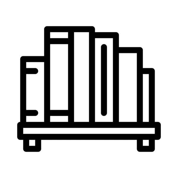 Bücherregal Symbol Vektor Umriss Illustration — Stockvektor