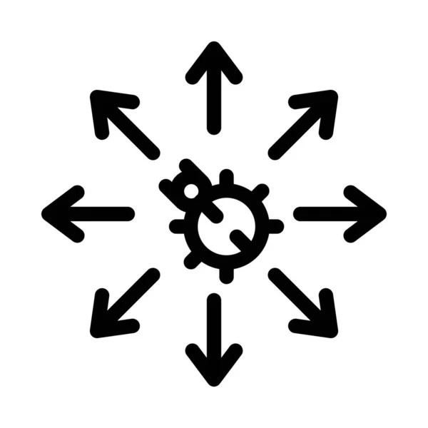 Ilustración de contorno de vector icono de error todo en movimiento — Archivo Imágenes Vectoriales