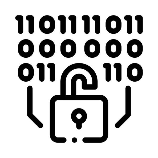 รูปภาพบรรทัดของไอคอนรหัสความปลอดภัยแบบไบนารี — ภาพเวกเตอร์สต็อก