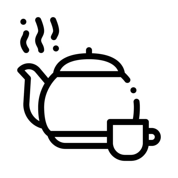 Herbata czajniczek ikona wektor zarys ilustracja — Wektor stockowy