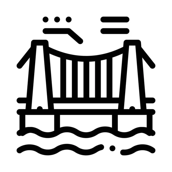 Suspension bridge in water icon vector outline illustration — Stock Vector