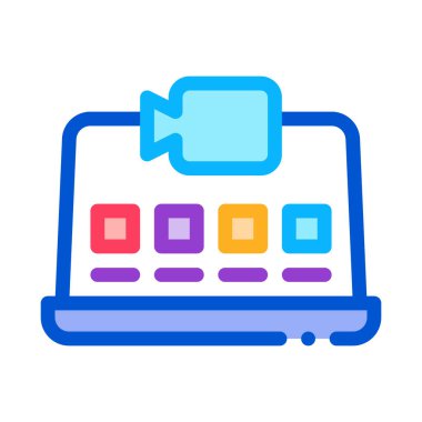 dizüstü bilgisayar video kayıt simgesi vektör çizimi çizimi