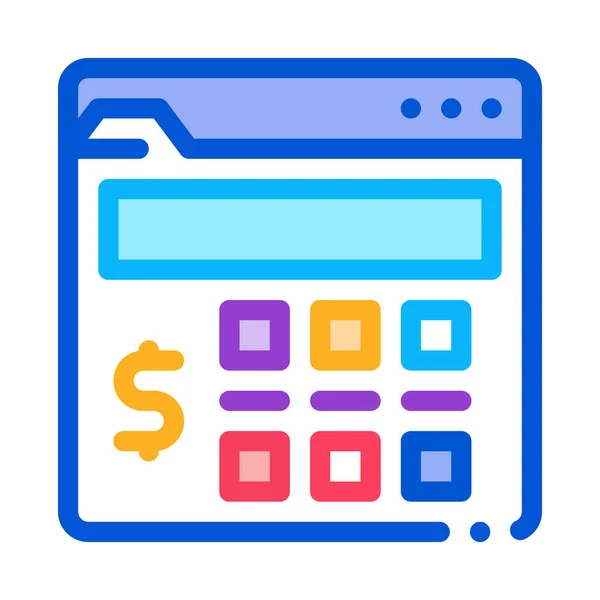 Calculadora de dinero icono vector esquema ilustración — Vector de stock