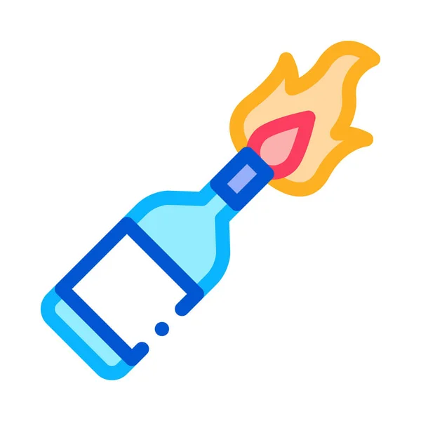 Burning bottle icon vector outline illustration — Stock Vector