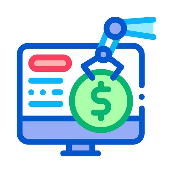 Contant geld opnemen pictogram vector overzicht illustratie — Stockvector
