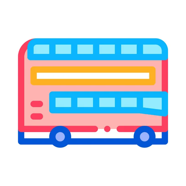 Dubbeldekker sightseeing bus pictogram vector overzicht illustratie — Stockvector