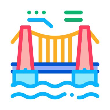 Su simgesi vektör çizelgesinde asma köprü çizimi