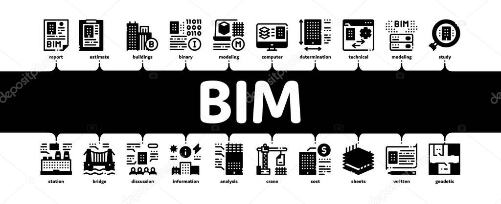Bim Building Information Minimal Infographic Banner Vector
