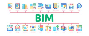 Bim Building Information Minimal Infographic Banner Vector clipart