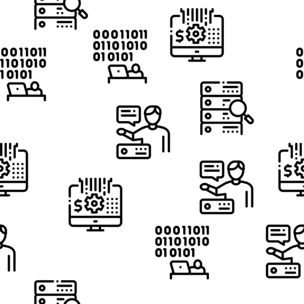 Data Scientist Trabalhador padrão sem costura Vector — Vetor de Stock