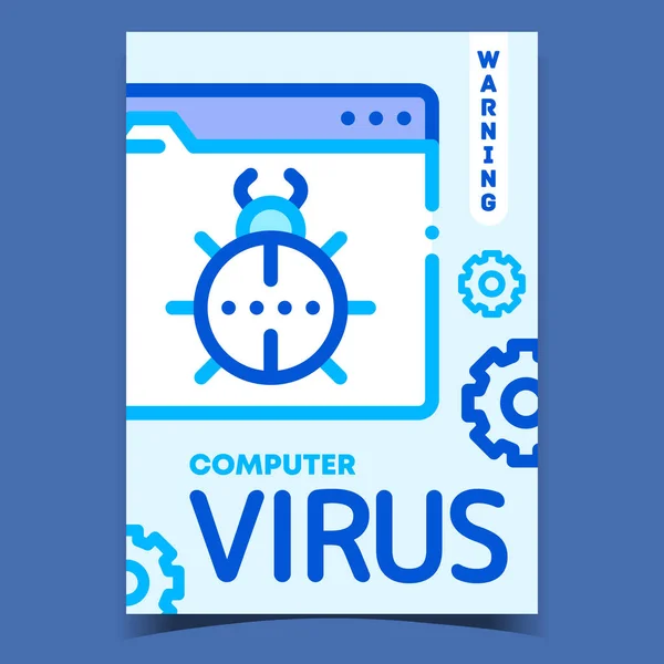 Computer Virus Waarschuwing Reclame Poster Vector — Stockvector