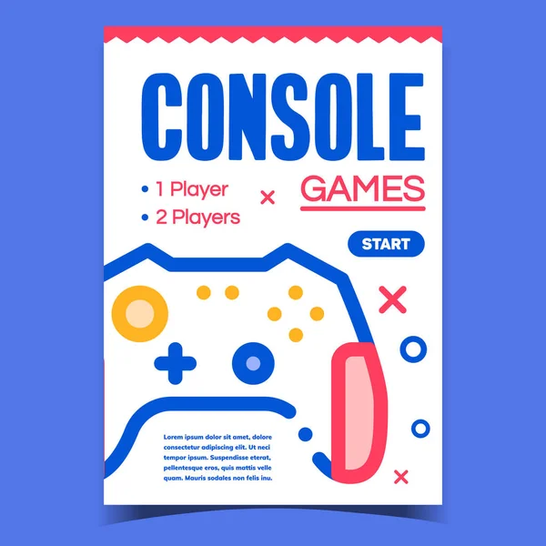 Games Console Creatieve reclame Poster Vector — Stockvector