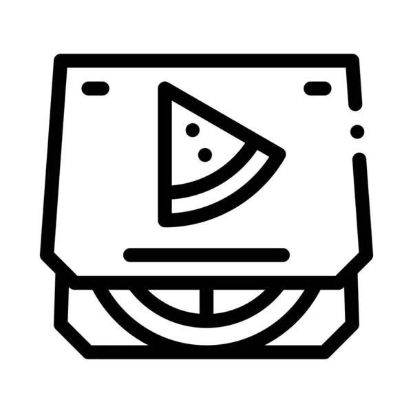 Caja de Pizza Icono Vector Esquema Ilustración — Vector de stock