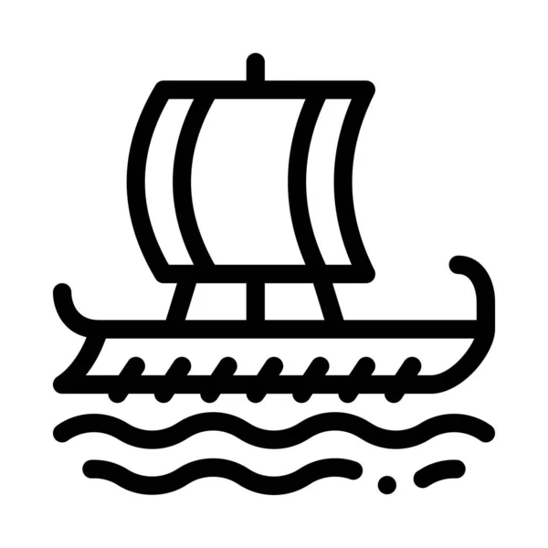 Greek merchant ship icon vector outline illustration — Stock Vector