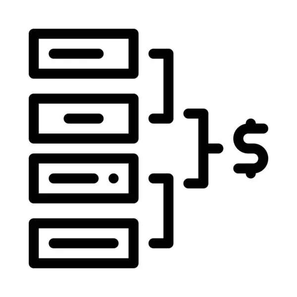 Insgesamt Geld Symbol Vektor Umriss Illustration — Stockvektor