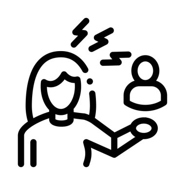 kadın tartışma ve mahkumiyet ikonu vektör ana hatları illüstrasyonu