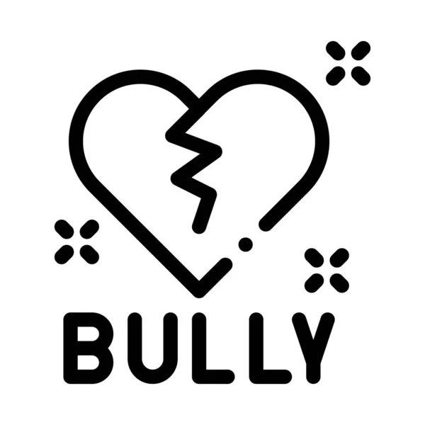 Bully gebrochenes Herz Symbol Vektor Umriss Illustration — Stockvektor