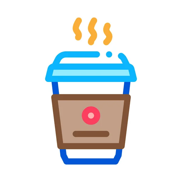 Hot coffee icon vector outline illustration — Stock Vector