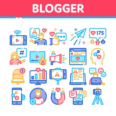 Blogger İnternet Sosyal Kanal Simgeleri Vektörü Ayarladı