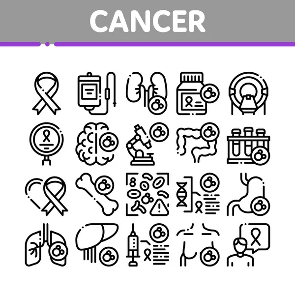 Вектор раковых заболеваний задают иконы — стоковый вектор