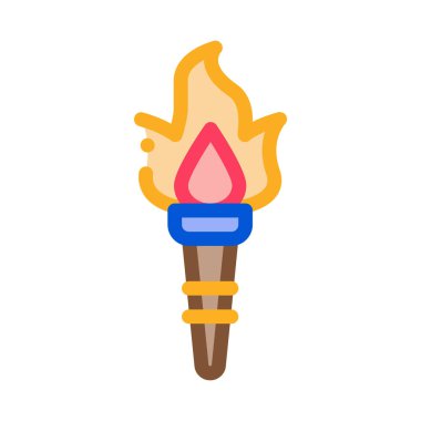 Yunan Ateş Meşalesi ikonu vektör ana hatları çizimi