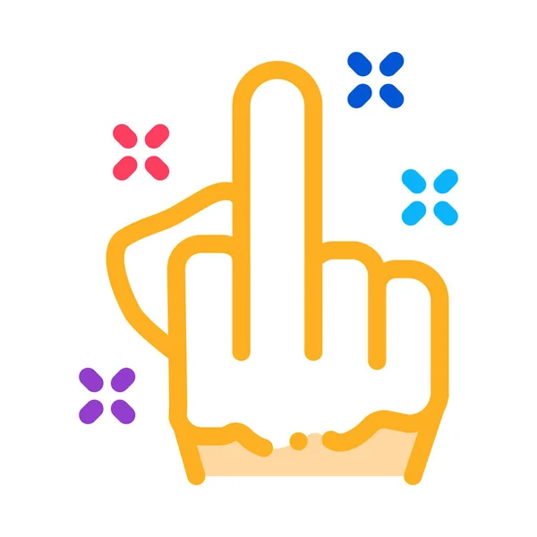 Tercer dedo gesto icono vector esquema ilustración — Vector de stock