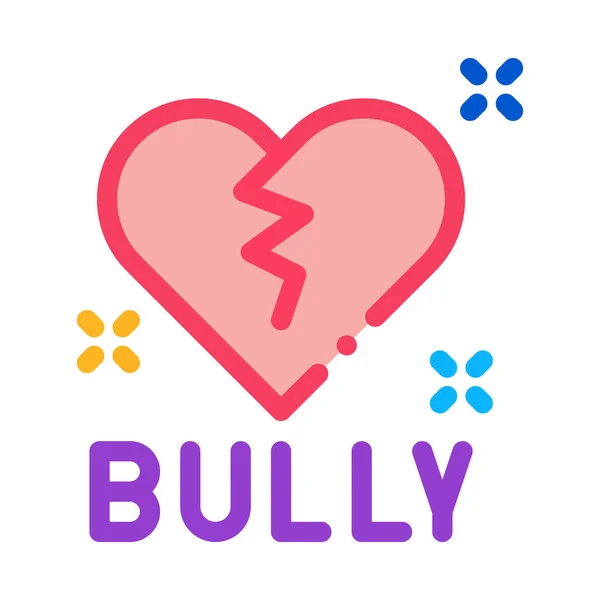 Bully gebrochenes Herz Symbol Vektor Umriss Illustration — Stockvektor