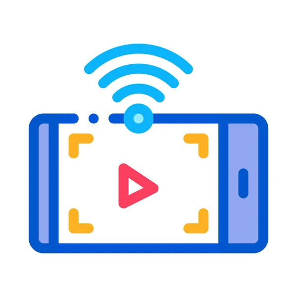 Regarder la vidéo avec l'icône wifi illustration de contour vectoriel — Image vectorielle