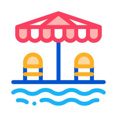 Güneş şemsiyesi simgesi altında yer alan vektör çizimi