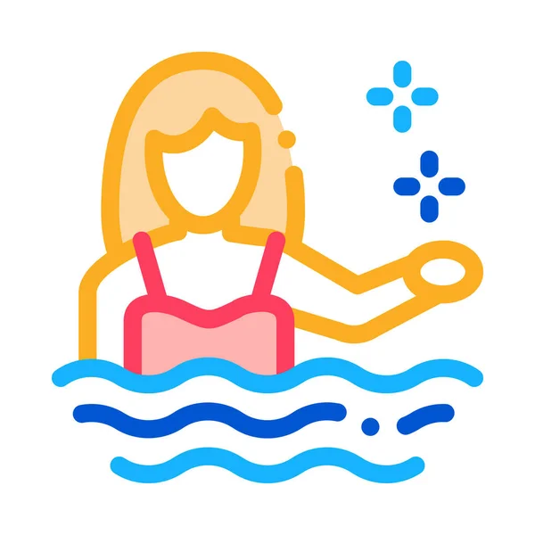 Woman swimmer icon vector outline illustration — Stock Vector