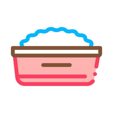 Yulaf lapası simgesi vektör ana hatlı tabak çizimi