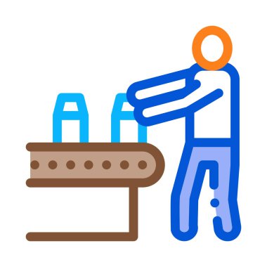 çiftlik sütü taşıyıcısı çalışan simge vektör çizimi çizimi