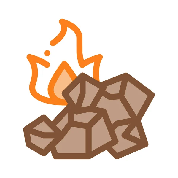 Carboncillo para el icono de fuego esquema ilustración — Vector de stock