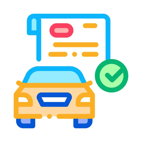 Documentos verificados para el icono del coche esquema ilustración — Vector de stock