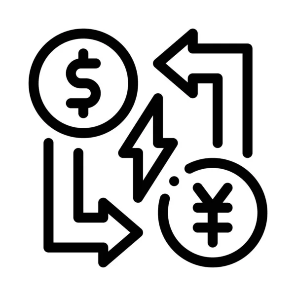 Transfer różnych walut ikona wektor zarys ilustracji — Wektor stockowy
