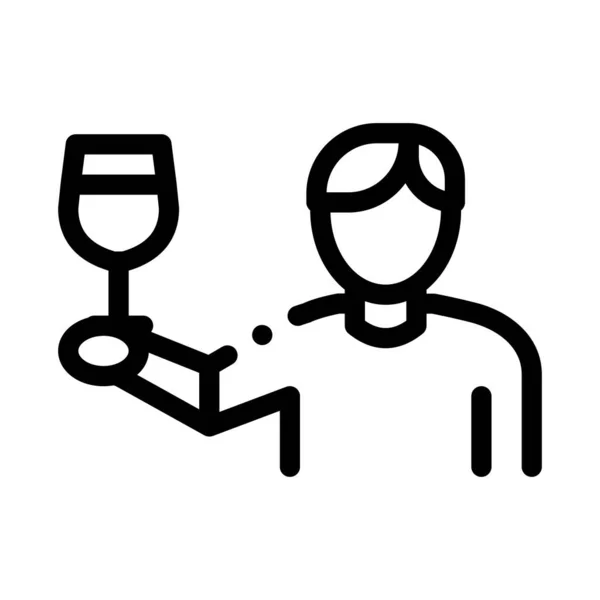 Pijący wino ikona wektor zarys ilustracji — Wektor stockowy