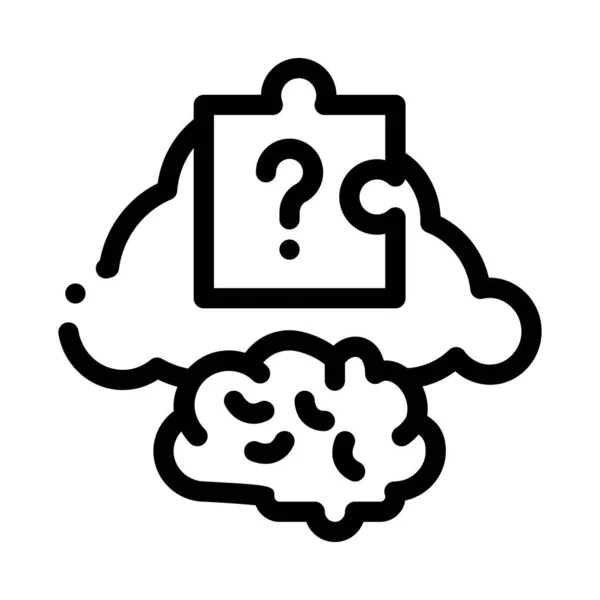 Brain puzzle icon vector outline illustration — Stock Vector