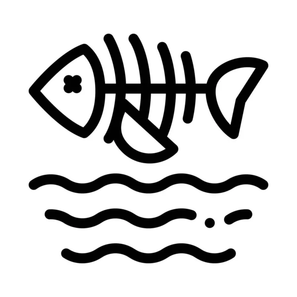 鱼类在水中死亡图标矢量轮廓说明 — 图库矢量图片