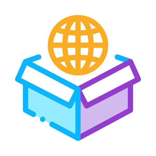 Redondo-el-mundo icono del paquete ilustración contorno — Vector de stock