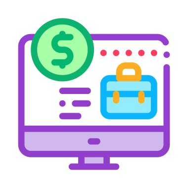 bilgisayar ödemeli iş simgesi vektör çizimi çizimi