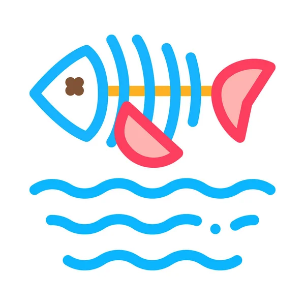 Muerte de peces en agua icono vector esquema ilustración — Vector de stock