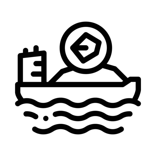 Mobile boat with coal icon vector outline illustration — Stock Vector