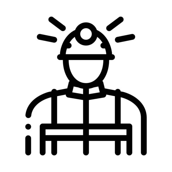 Minero icono trabajador vector esquema ilustración — Vector de stock