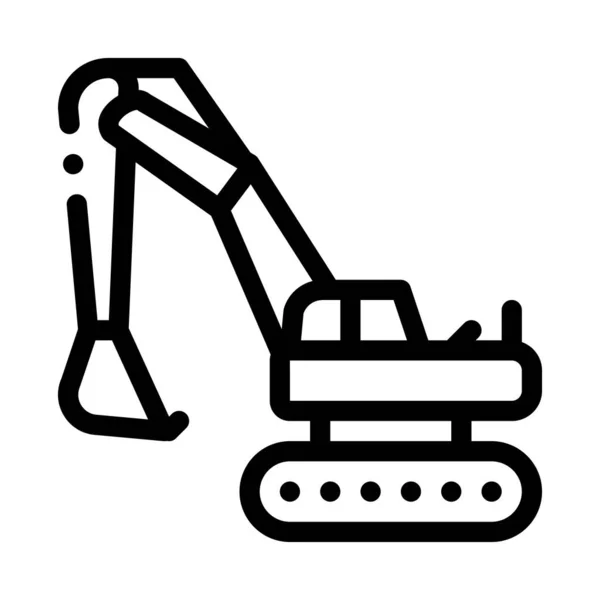 Excavadora icono vector esquema ilustración — Archivo Imágenes Vectoriales