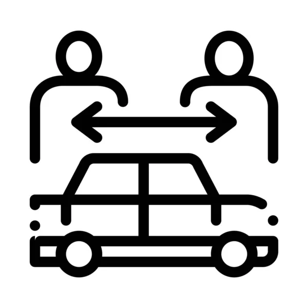 Dois compradores por ilustração do contorno do vetor do ícone do carro —  Vetores de Stock