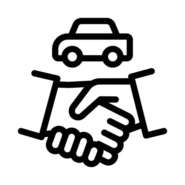 Zakup samochodu umowa ikona wektor zarys ilustracji — Wektor stockowy